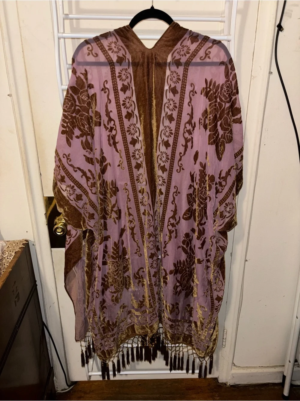 Free People Nightbird Velvet Burnout Kimono One Size Festival Boho Hippie Fairy